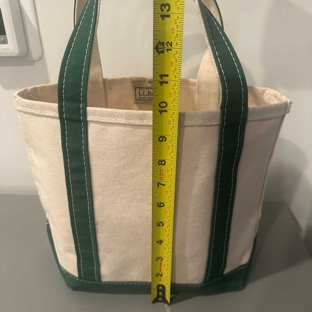 LL Bean Canvas Tote Bag with Green Straps